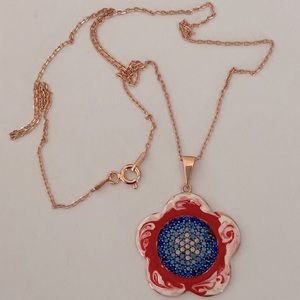 🧿925 Silver evil eye cz stones handmade enamel necklace